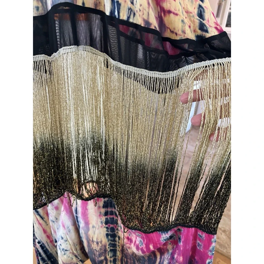 Peppe‎ Peluso Dress Size Medium Tank Sheer Boho Whimsical Tie Dye Flowy READ